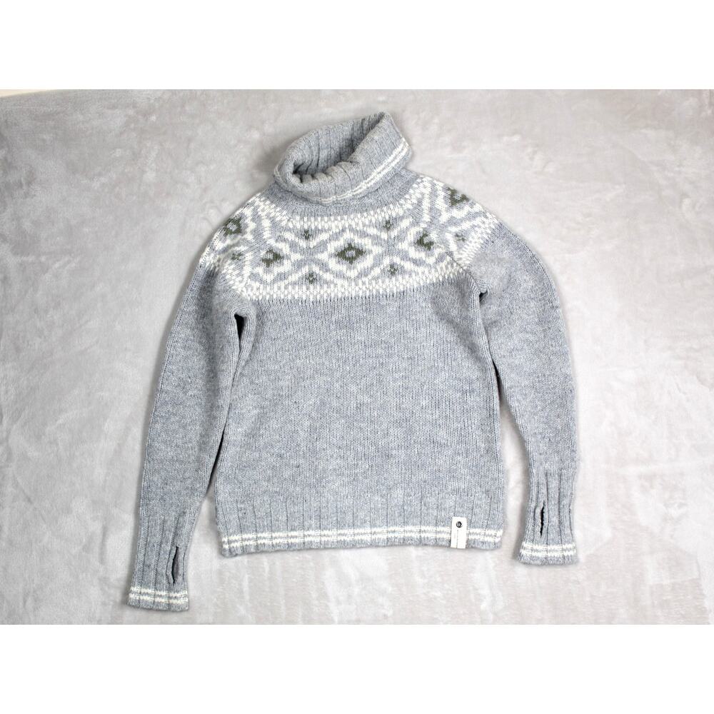Devold Norway Fair Isle Sweater Womens XS Gray Turtleneck Nordic Winter Ski